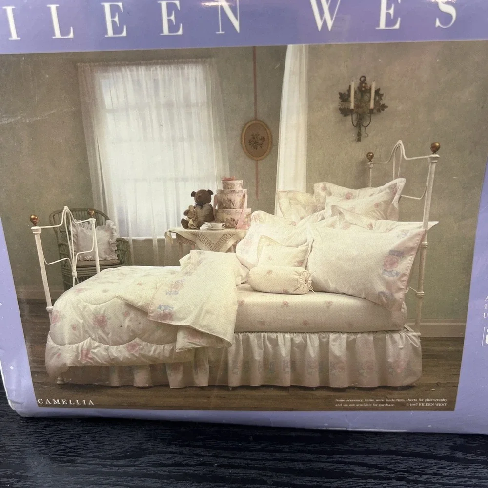 Eileen West Utica Camellia Multi Twin Flat Sheet‎ 100% Cotton Vintage 1987 USA